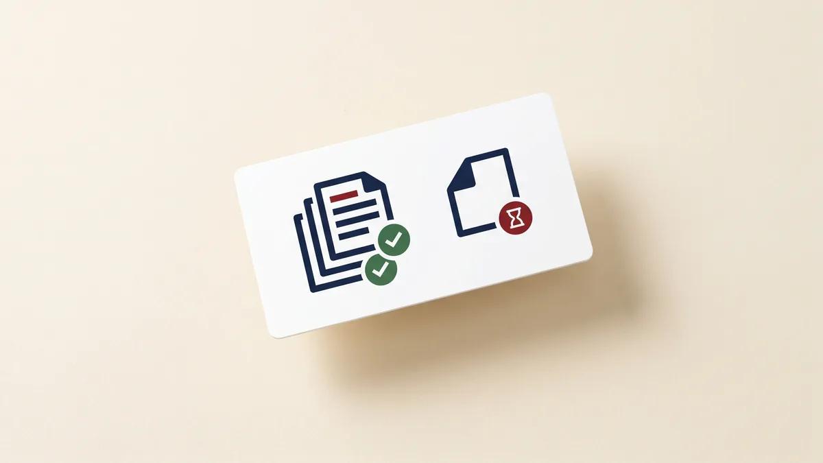 Document status dashboard card with ready and pending badges, Delta Novel shipment documents.
