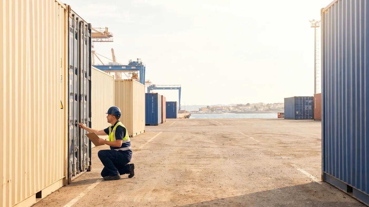Customs officer inspecting cargo on a warehouse pallet, Delta Novel cargo inspection support.