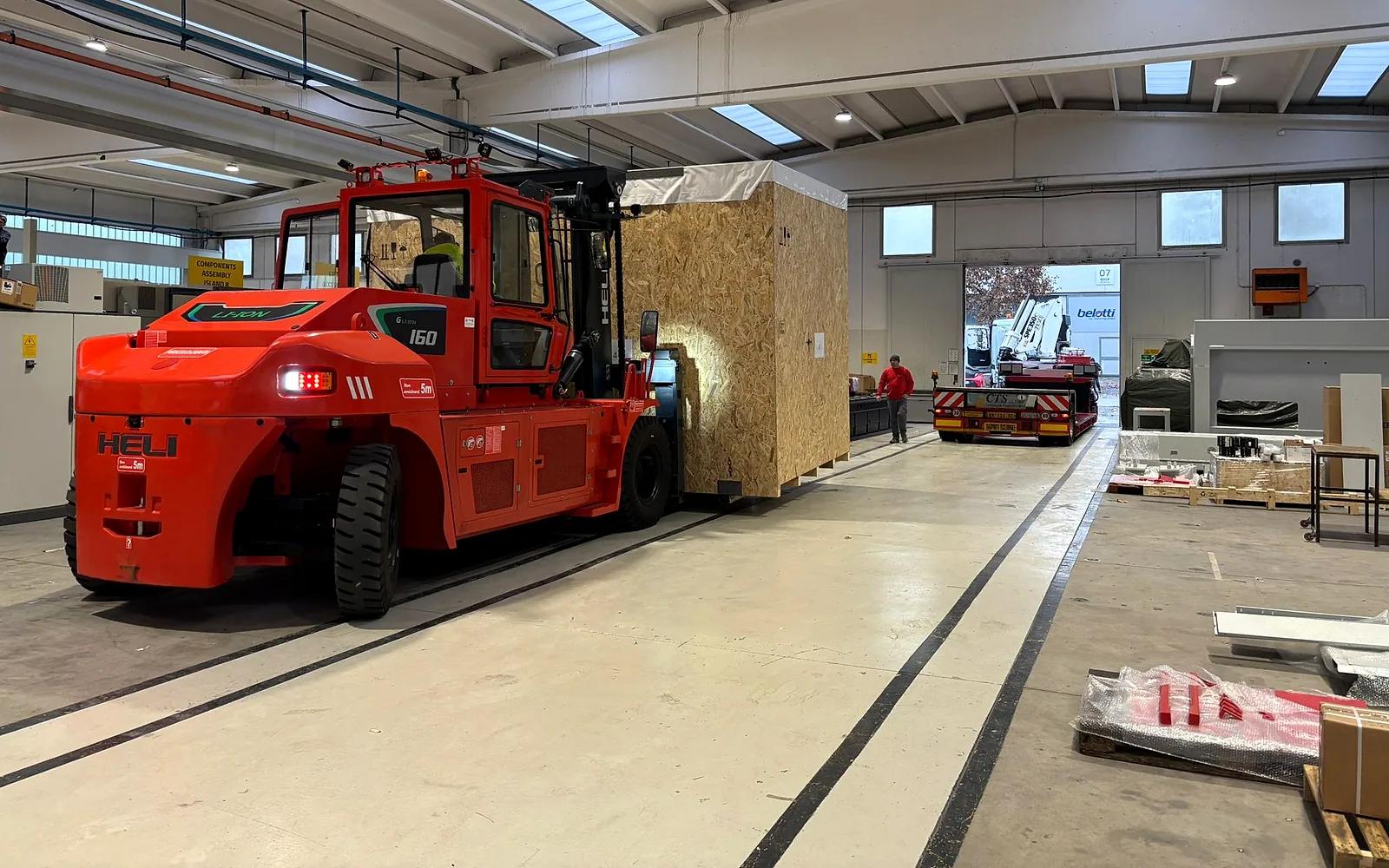 Containers staged in an Italian port terminal during a Delta Novel ocean freight operation — terminal and equipment planning.